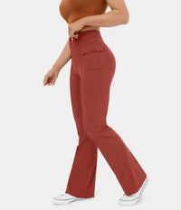 Pantalon cargo décontracté à taille haute pour femmes, élégant et pratique, avec poches boutonnées - parfait pour la vie de tous les jours