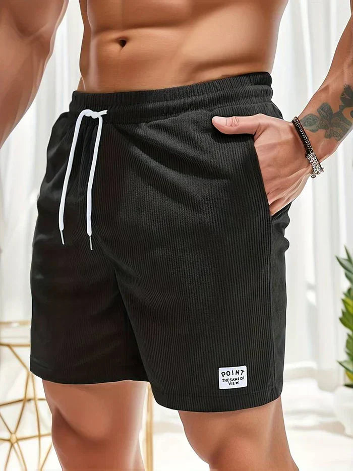Shorts décontractés pour hommes avec taille élastique, cordon ajustable et tissu texturé