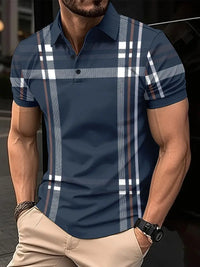 Polo à carreaux stylisé pour hommes - Slim Fit Short Sleeve Casual Classic