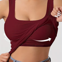 Débardeur côtelé avec doublure amovible pour dames - Top sans manches élégant et confortable