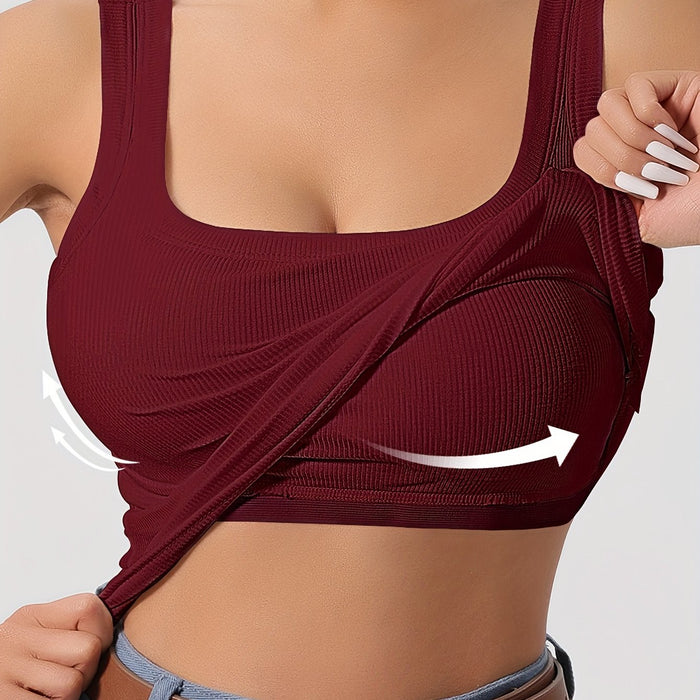 Débardeur côtelé avec doublure amovible pour dames - Top sans manches élégant et confortable