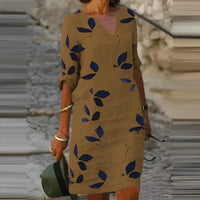 Robe d'été élégante avec imprimé feuilles vertes pour un look rafraîchissant