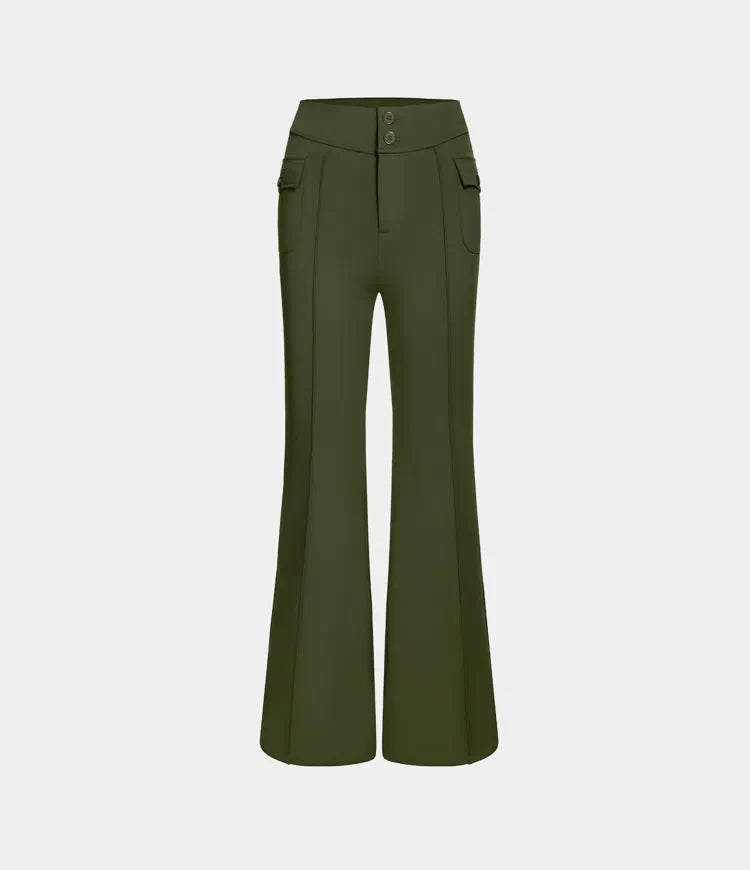 Pantalon cargo décontracté à taille haute pour femmes, élégant et pratique, avec poches boutonnées - parfait pour la vie de tous les jours