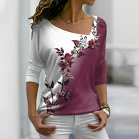 T-shirt à fleurs pour femmes - Look chic et décontracté avec manches longues pour tous les jours
