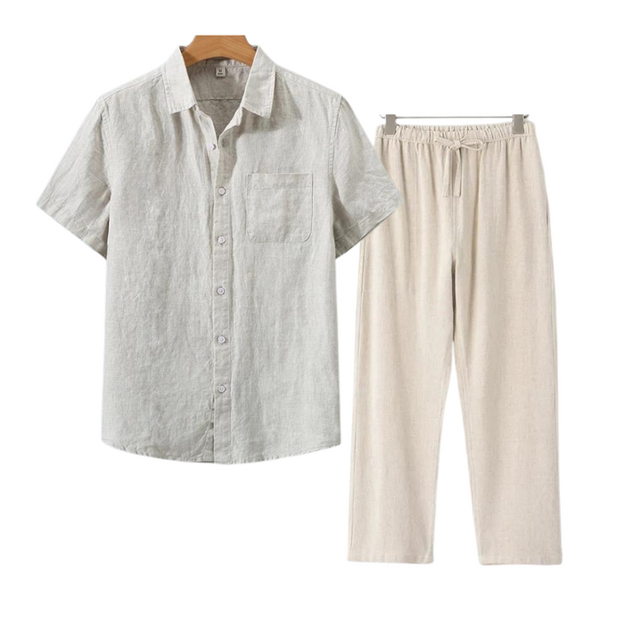 Finn | Combinaison de lin élégante avec manches courtes pour un look frais