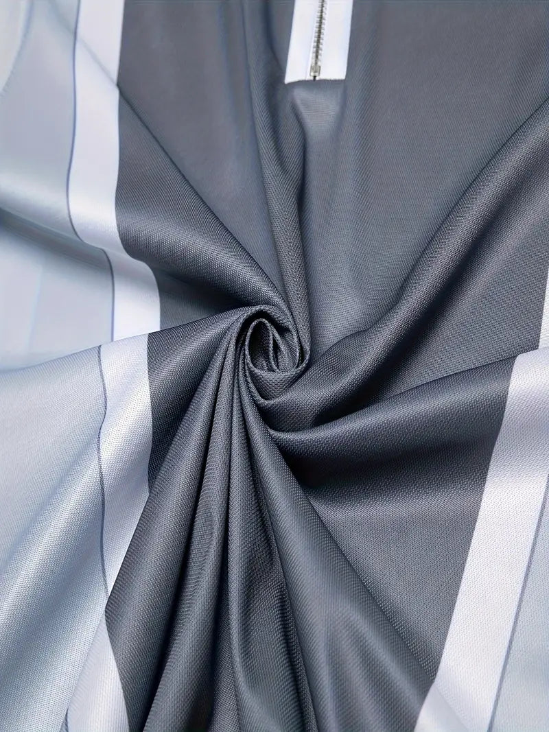 Camisole polo pour homme avec corte ajustado, cierre de cremallera, detalle de rayas en contraste y manga corta