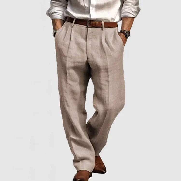 Pantalon de loisir élégant pour homme en coton et lin confortables - Adriano