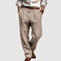 Pantalon de loisir élégant pour homme en coton et lin confortables - Adriano