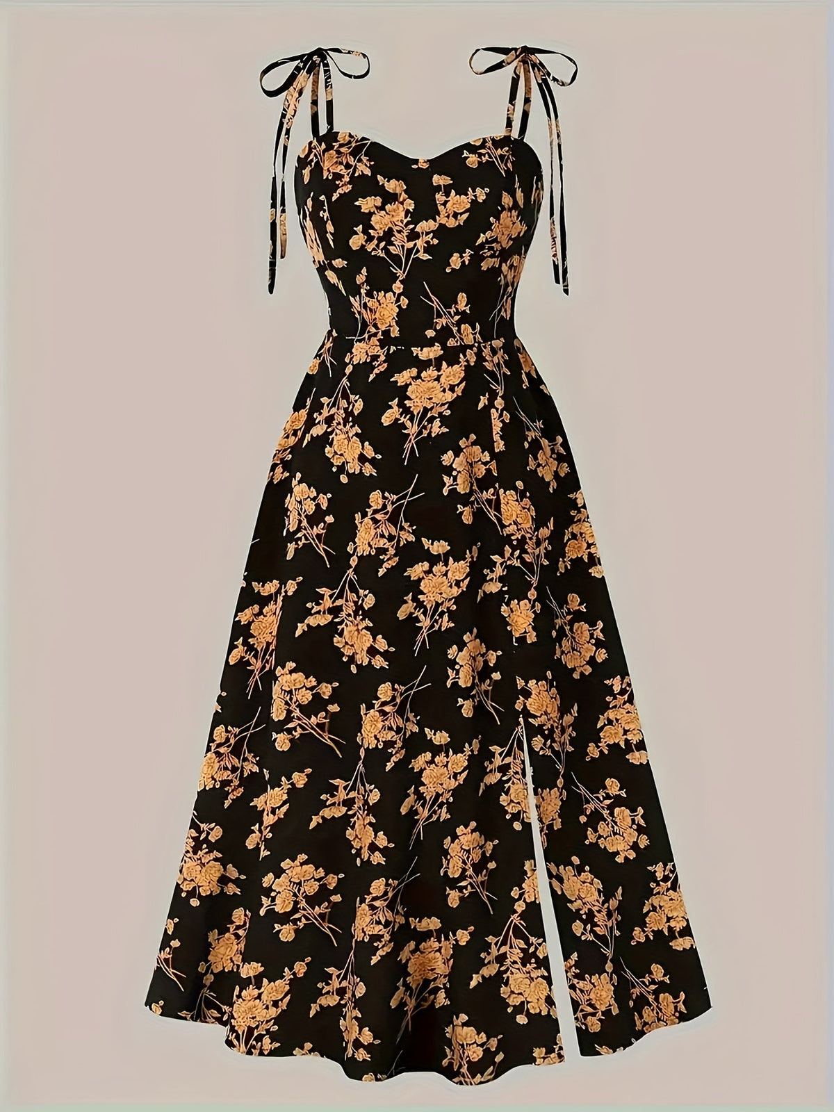 Robe midi florale à bretelles nouées pour femmes