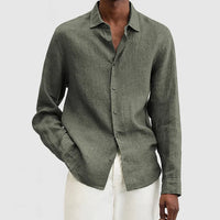 Chemise décontractée pour hommes à manches longues en coton léger, coupe relaxée, style décontracté