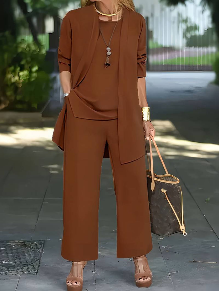 Ensemble relax 2 pièces de luxe pour femmes - Top chic et pantalon large confortable