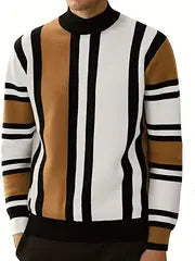 Pull à rayures ajusté pour homme, le parfait pull extensible et élégant