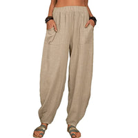 Pantalon en lin pour femme, coupe ample - Pantalon confortable et élégant pour femme