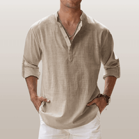 Chemise Henley pour hommes en cuir de lin - Forme allongée, coupe ajustée pour un style plus léger