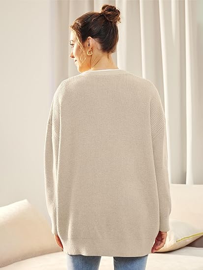 Cardigan surdimensionné pour femmes avec col en V et fermeture à boutons pour un look élégant et confortable