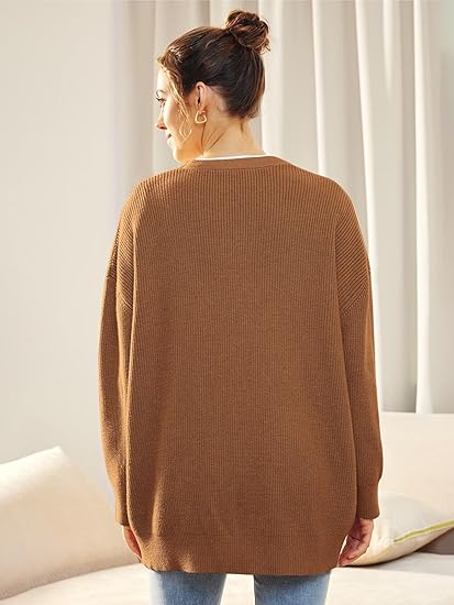 Cardigan surdimensionné pour femmes avec col en V et fermeture à boutons pour un look élégant et confortable