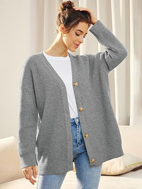 Cardigan surdimensionné pour femmes avec col en V et fermeture à boutons pour un look élégant et confortable