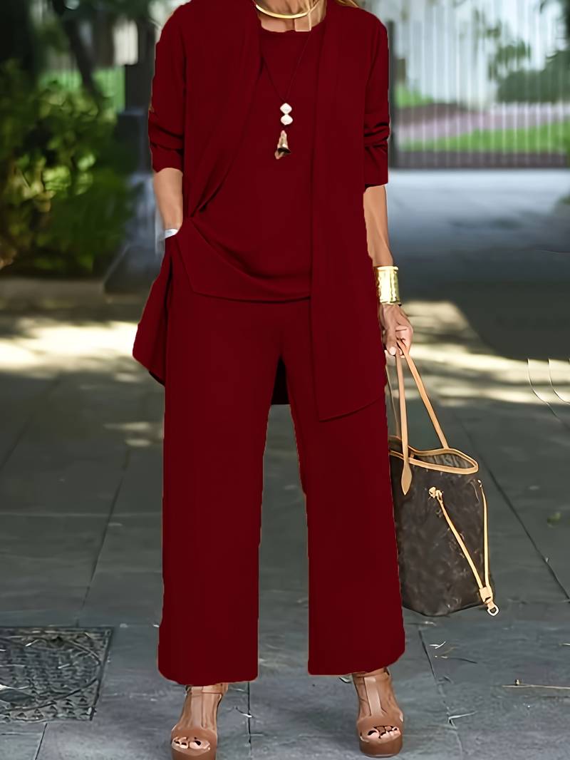 Ensemble relax 2 pièces de luxe pour femmes - Top chic et pantalon large confortable