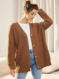 Cardigan surdimensionné pour femmes avec col en V et fermeture à boutons pour un look élégant et confortable