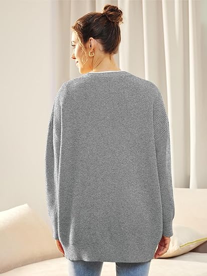 Cardigan surdimensionné pour femmes avec col en V et fermeture à boutons pour un look élégant et confortable