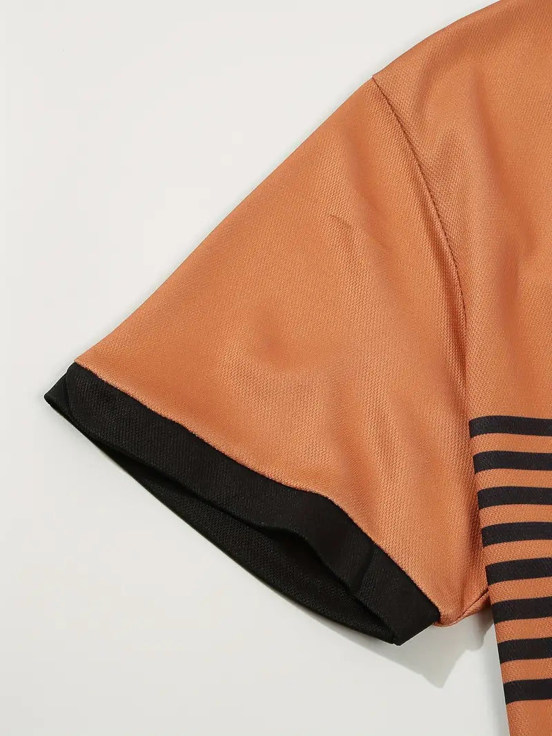 Camisa Polo Masculina - Ajuste Slim - Design Listrado - Manga Curta para Uso Casual