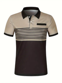 Camisa Polo Masculina - Ajuste Slim - Design Listrado - Manga Curta para Uso Casual
