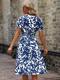 Robe Midi Élégante pour Femmes - Imprimé Floral avec Détails Smockées