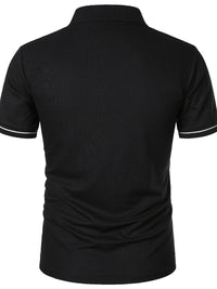 Polo slim à manches courtes pour hommes avec fermeture à glissière contrastée à la mode