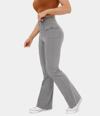 Pantalon cargo décontracté à taille haute pour femmes, élégant et pratique, avec poches boutonnées - parfait pour la vie de tous les jours
