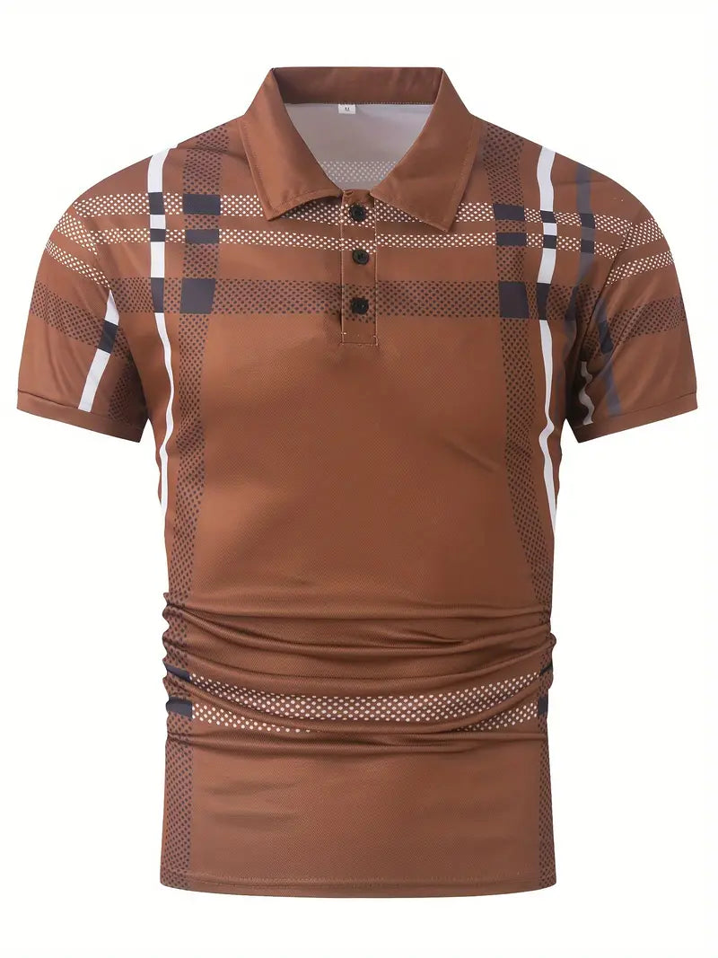 Polo à carreaux stylisé pour hommes - Slim Fit Short Sleeve Casual Classic