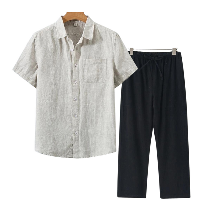 Finn | Combinaison de lin élégante avec manches courtes pour un look frais