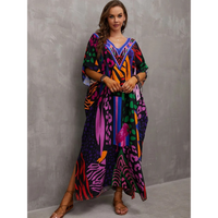 Kaftan élégant pour femmes - Couverture de plage légère et fluide à col en V pour un style estival confortable