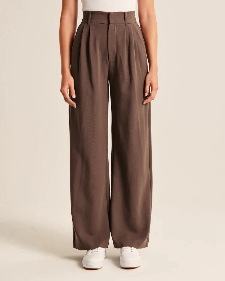 Élégant pantalon large à taille haute pour femmes, avec poches pratiques