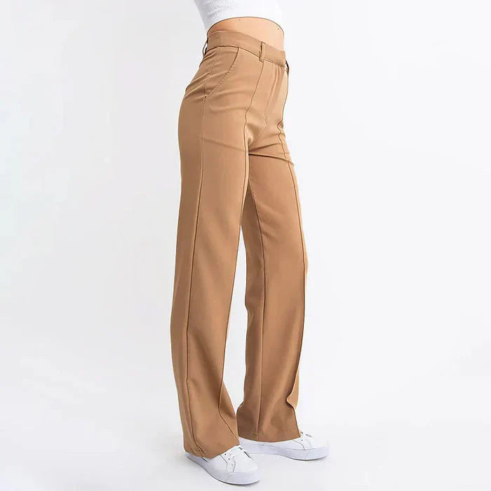 Pantalon large élégant à taille haute - pantalon de tailleur pour femme pour un look élégant