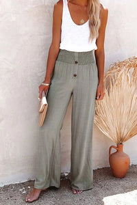 Élégant pantalon taille haute en mousseline de soie légère à jambe large pour femmes - style décontracté parfait pour tous les jours