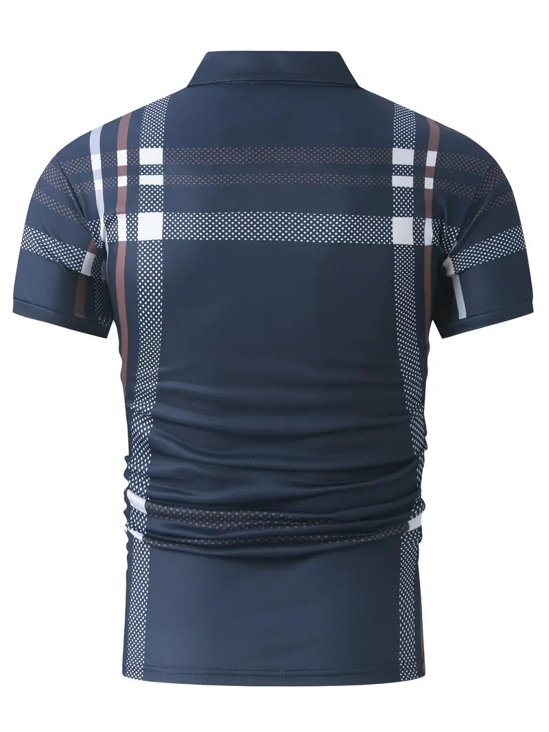 Polo à carreaux stylisé pour hommes - Slim Fit Short Sleeve Casual Classic
