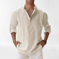 Chemise Henley pour hommes en cuir de lin - Forme allongée, coupe ajustée pour un style plus léger