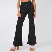 Élégant pantalon évasé en tissu pour femmes, avec taille haute et poches pratiques