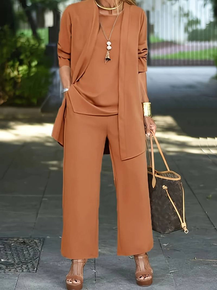 Ensemble relax 2 pièces de luxe pour femmes - Top chic et pantalon large confortable