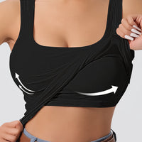 Débardeur côtelé avec doublure amovible pour dames - Top sans manches élégant et confortable