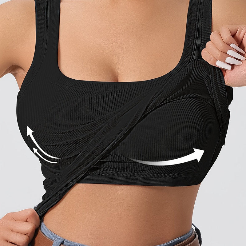 Débardeur côtelé avec doublure amovible pour dames - Top sans manches élégant et confortable
