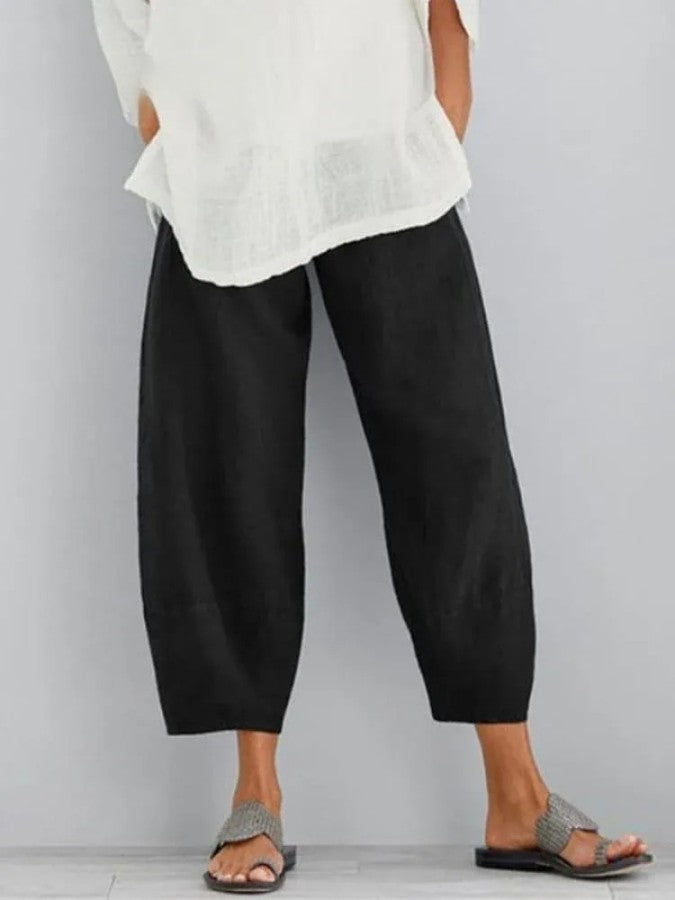Pantalon en lin pour femmes - Coupe décontractée et décontractée - Léger, respirant et confortable pour les sorties estivales