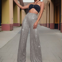 Élégant pantalon de soirée à taille haute pour femmes, avec des jambes larges pour un look élégant