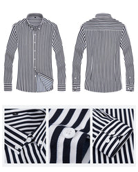 Camisole pour homme - Manga larga - Corte clásico - Rayas - Puños de botones - Formalidad empresarial
