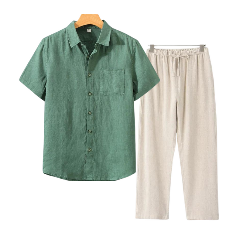 Finn | Combinaison de lin élégante avec manches courtes pour un look frais