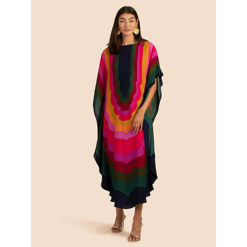 Kaftan élégant pour femmes - Couverture de plage légère et fluide à col en V pour un style estival confortable