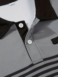 Camisa Polo Masculina - Ajuste Slim - Design Listrado - Manga Curta para Uso Casual