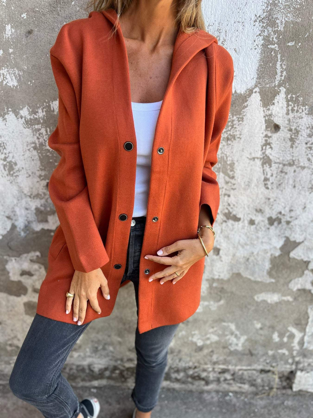 Élise™ Élégante Mantel à Boutons Simples
