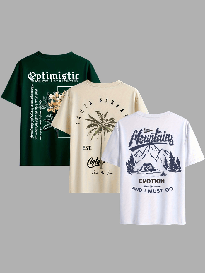 Palmer | Ensemble complet de t-shirts d'été décontractés pour hommes - 3 pièces pour un confort élégant
