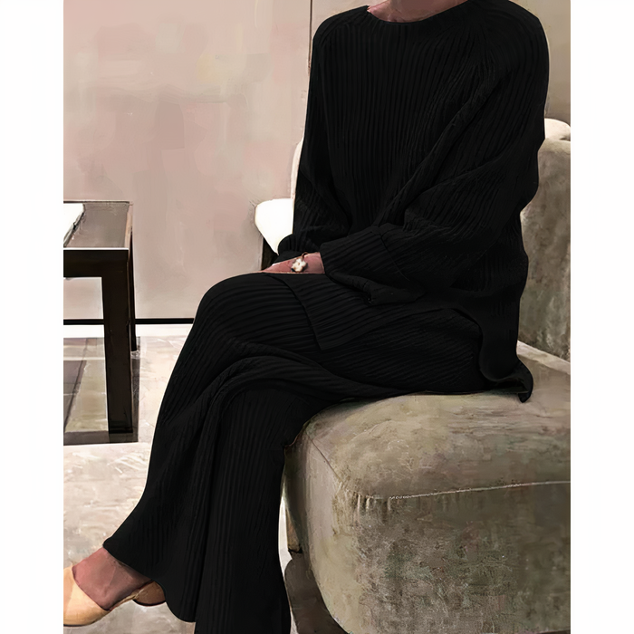 Ensemble de pulls 2 pièces pour femmes - vêtements d'intérieur confortables et élégants en côtes pour la maison et les loisirs